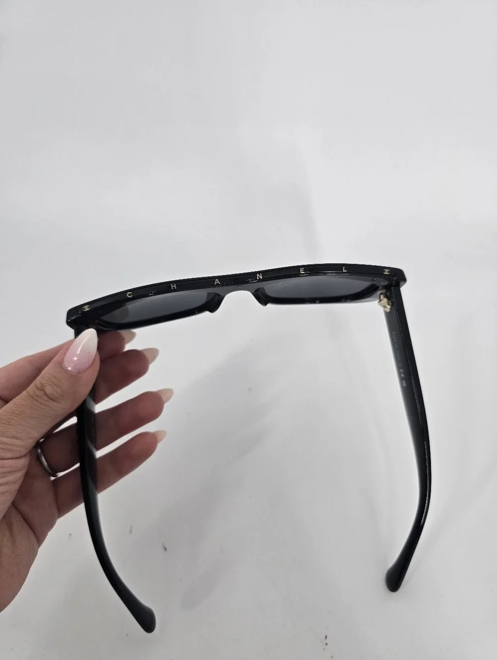 Chanel Black Acetate Rectangle Women's Sunglasses 5559 c.622/S4 Spellout Logo